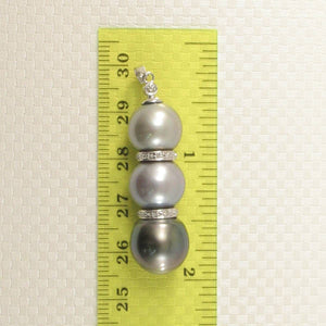 Three-Series Peacock, Olive & Gray Pearls with 19 Diamonds