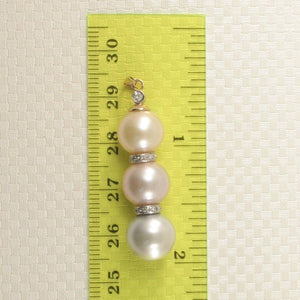 14k Two-Tone Gold & Diamonds 3-Series Cultured Pearl Pendant