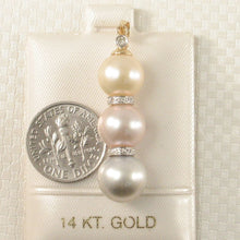 Load image into Gallery viewer, 14k Two-Tone Gold &amp; Diamonds 3-Series Cultured Pearl Pendant