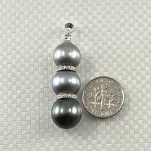 Load image into Gallery viewer, Three-Series Smoke, Blue &amp; Black Pearl Pendant in 14k White Gold