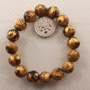 10mm Tiger Eye Engraving Dragon Beads Bracelet