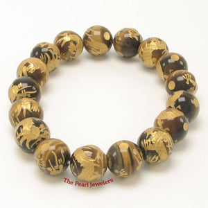 10mm Tiger Eye Engraving Dragon Beads Bracelet