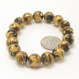 10mm Tiger Eye Engraving Dragon Beads Bracelet