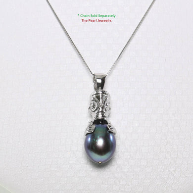 Hawaiian Tiki Pendant – Black Pearl + 14k White Gold
