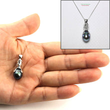 Load image into Gallery viewer, Hawaiian Tiki Pendant – Black Pearl + 14k White Gold
