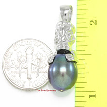 Load image into Gallery viewer, Hawaiian Tiki Pendant – Black Pearl + 14k White Gold