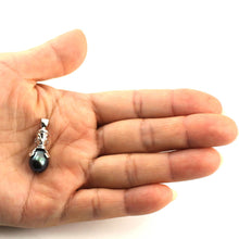 Load image into Gallery viewer, Hawaiian Tiki Pendant – Black Pearl + 14k White Gold