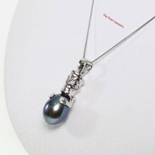 Load image into Gallery viewer, Hawaiian Tiki Pendant – Black Pearl + 14k White Gold