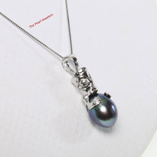 Load image into Gallery viewer, Hawaiian Tiki Pendant – Black Pearl + 14k White Gold