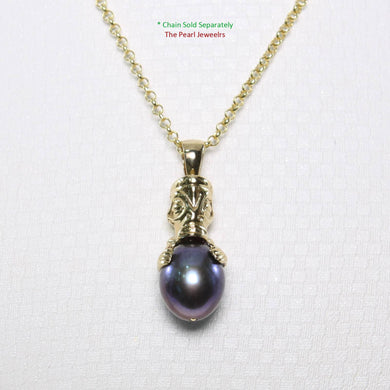 Hawaiian Tiki Pendant – Black Pearl + 14k Yellow Gold