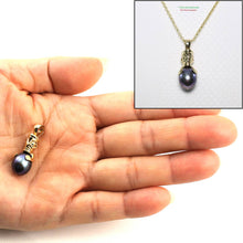 Load image into Gallery viewer, Hawaiian Tiki Pendant – Black Pearl + 14k Yellow Gold