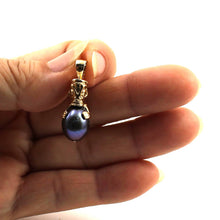 Load image into Gallery viewer, Hawaiian Tiki Pendant – Black Pearl + 14k Yellow Gold