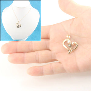 Tricolor Pearl Heart Pendant with Diamond – 14k Yellow Gold