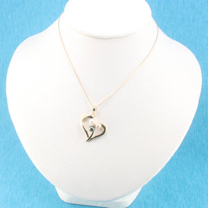Tricolor Pearl Heart Pendant with Diamond – 14k Yellow Gold
