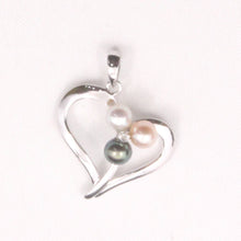 Load image into Gallery viewer, Multicolor Pearl Heart Pendant – 14k White Gold with Diamond