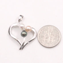 Load image into Gallery viewer, Multicolor Pearl Heart Pendant – 14k White Gold with Diamond