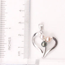 Load image into Gallery viewer, Multicolor Pearl Heart Pendant – 14k White Gold with Diamond