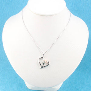 Multicolor Pearl Heart Pendant – 14k White Gold with Diamond