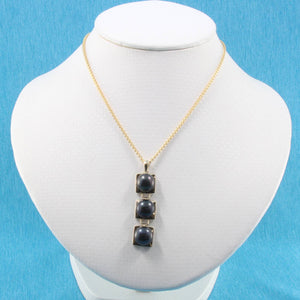 Triple Black Pearl Pendant – 14k Yellow Gold Necklace