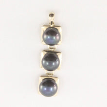 Load image into Gallery viewer, Triple Black Pearl Pendant – 14k Yellow Gold Necklace