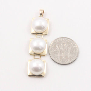Triple Pearl Pendant – 14k Yellow Gold with White Pearls