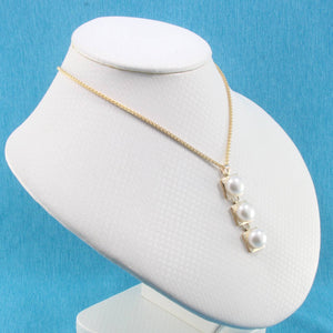 Triple Pearl Pendant – 14k Yellow Gold with White Pearls