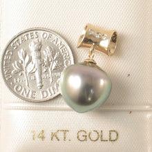 Load image into Gallery viewer, 14k Yellow Gold Tunnel &amp; Diamond Baroque Tahitian Pearl Pendant