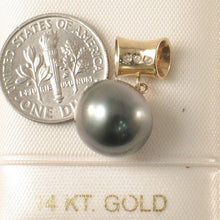 Load image into Gallery viewer, 14k Yellow Gold Tunnel &amp; Diamond 12.4 mm Tahitian Pearl Pendant