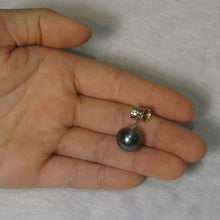 Load image into Gallery viewer, 14k Yellow Gold Tunnel &amp; Diamond 12.4 mm Tahitian Pearl Pendant