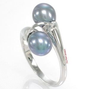 Solid Sterling Silver .925 Twin Black-Purple Freshwater Pearl Cocktail Ring