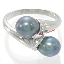 Load image into Gallery viewer, Solid Sterling Silver .925 Twin Black-Purple Freshwater Pearl Cocktail Ring
