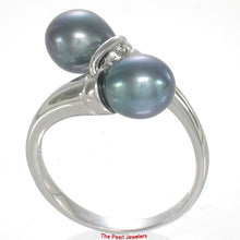 Load image into Gallery viewer, Solid Sterling Silver .925 Twin Black-Purple Freshwater Pearl Cocktail Ring