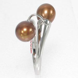 Solid Sterling Silver .925 Twin Chocolate Freshwater Pearl Cocktail Ring