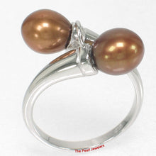 Load image into Gallery viewer, Solid Sterling Silver .925 Twin Chocolate Freshwater Pearl Cocktail Ring