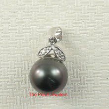 Load image into Gallery viewer, 14k Twin-Leaf Bale &amp; Diamond Tahitian Pearl Pendant