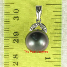 Load image into Gallery viewer, 14k Twin-Leaf Bale &amp; Diamond Tahitian Pearl Pendant