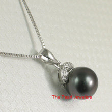 Load image into Gallery viewer, 14k Twin-Leaf Bale &amp; Diamond Tahitian Pearl Pendant