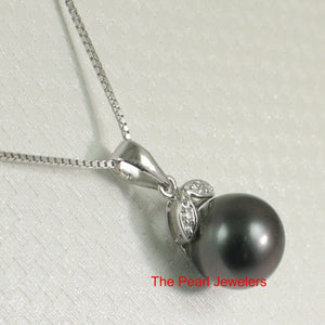 14k Twin-Leaf Bale & Diamond Tahitian Pearl Pendant