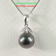 Load image into Gallery viewer, 14k Twin-Leaf Bale &amp; Diamond Tahitian Pearl Pendant