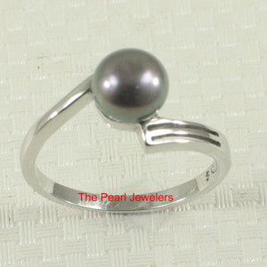 Solid Sterling Silver .925 Twin-Line Black Freshwater Pearl Solitaire Ring
