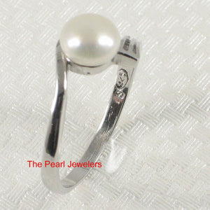 Solid Sterling Silver .925 Twin-Line Freshwater Pearl Solitaire Ring