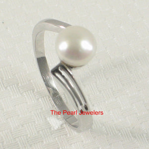 Solid Sterling Silver .925 Twin-Line Freshwater Pearl Solitaire Ring