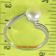 Load image into Gallery viewer, Solid Sterling Silver .925 Twin-Line Freshwater Pearl Solitaire Ring