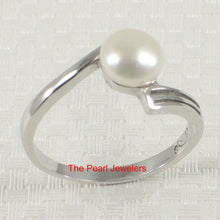 Load image into Gallery viewer, Solid Sterling Silver .925 Twin-Line Freshwater Pearl Solitaire Ring