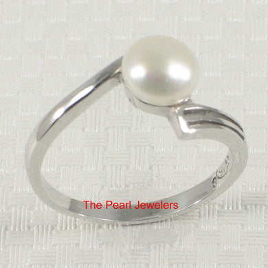 Solid Sterling Silver .925 Twin-Line Freshwater Pearl Solitaire Ring