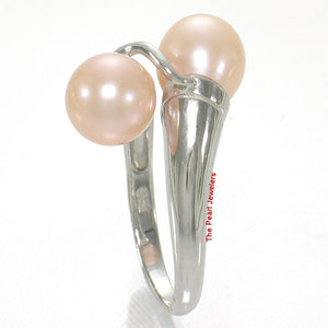 Solid Sterling Silver .925 Twin Pink Freshwater Pearl Cocktail Ring