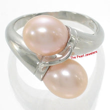 Load image into Gallery viewer, Solid Sterling Silver .925 Twin Pink Freshwater Pearl Cocktail Ring