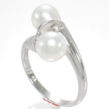 Load image into Gallery viewer, Solid Sterling Silver .925 Twin White Freshwater Pearl Cocktail Ring