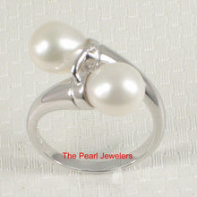 Load image into Gallery viewer, Solid Sterling Silver .925 Twin White Freshwater Pearl Cocktail Ring
