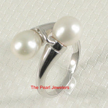 Load image into Gallery viewer, Solid Sterling Silver .925 Twin White Freshwater Pearl Cocktail Ring
